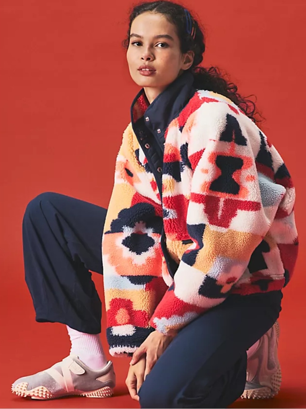 NWT Free People Hit the Slopes Printed Fleece Jacket XL - Picture 2 of 6